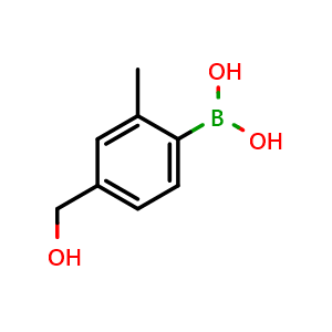 Chemical structure of (4-(hydroxymethyl)-2-methylphenyl)boronic acid , CAS 166386-66-9, AChemBlock Q67112