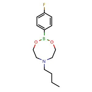 Chemical structure of 6-butyl-2-(4-fluorophenyl)-1,3,6,2-dioxazaborocane , CAS 1190988-96-5, AChemBlock Q67212