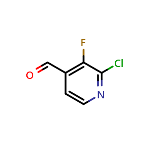 Chemical structure of 2-chloro-3-fluoroisonicotinaldehyde , CAS 329794-28-7, AChemBlock Q67221