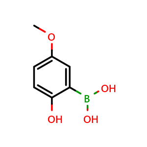 Chemical structure of (2-hydroxy-5-methoxyphenyl)boronic acid , CAS 259209-16-0, AChemBlock Q67261
