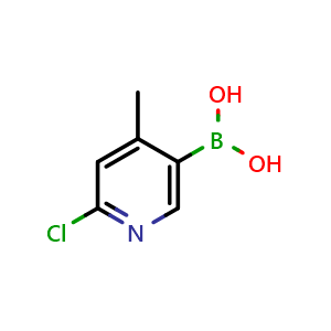 Chemical structure of (6-chloro-4-methylpyridin-3-yl)boronic acid , CAS 913836-08-5, AChemBlock Q67294