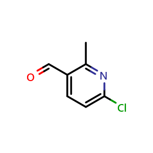 Chemical structure of 6-chloro-2-methylnicotinaldehyde , CAS 884495-36-7, AChemBlock Q67296