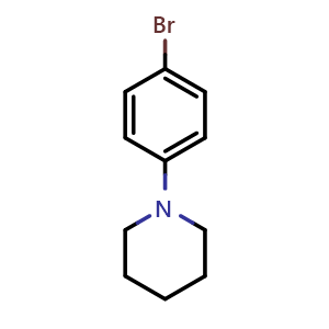 Chemical structure of 1-(4-bromophenyl)piperidine , CAS 22148-20-5, AChemBlock Q67328