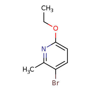 Chemical structure of 3-bromo-6-ethoxy-2-methylpyridine , CAS 610278-93-8, AChemBlock Q67348