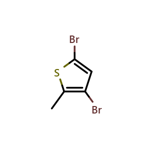 Chemical structure of 3,5-dibromo-2-methylthiophene , CAS 29421-73-6, AChemBlock Q67354