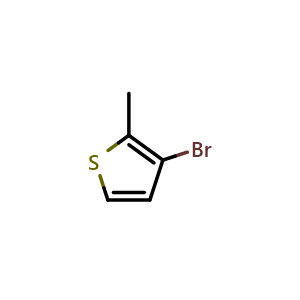 Chemical structure of 3-bromo-2-methylthiophene , CAS 30319-05-2, AChemBlock Q67355