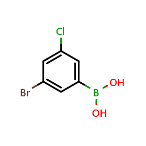 Chemical structure of (3-bromo-5-chlorophenyl)boronic acid , CAS 1186403-17-7, AChemBlock Q67379
