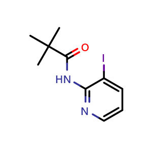 Chemical structure of N-(3-iodopyridin-2-yl)pivalamide , CAS 113975-31-8, AChemBlock Q67398