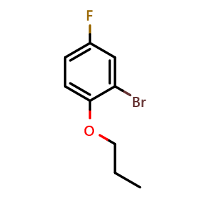 Chemical structure of 2-bromo-4-fluoro-1-propoxybenzene , CAS 1016889-72-7, AChemBlock Q67430