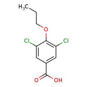 Chemical structure of 3,5-dichloro-4-propoxybenzoic acid , CAS 41490-09-9, AChemBlock Q67457