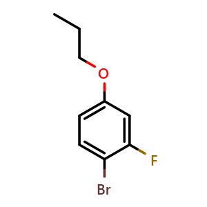 Chemical structure of 1-bromo-2-fluoro-4-propoxybenzene , CAS 1242070-96-7, AChemBlock Q67470