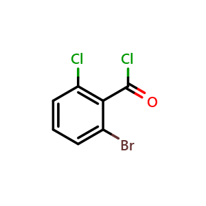 Chemical structure of 2-Bromo-6-chlorobenzoyl chloride , CAS 116529-65-8, AChemBlock Q67512