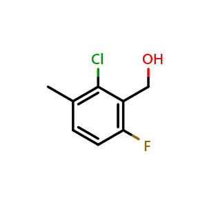 Chemical structure of (2-chloro-6-fluoro-3-methylphenyl)methanol , CAS 261762-83-8, AChemBlock Q67534