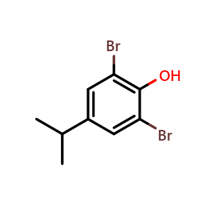 Chemical structure of 2,6-dibromo-4-isopropylphenol , CAS 2432-16-8, AChemBlock Q67535