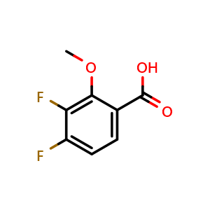 Chemical structure of 3,4-difluoro-2-methoxybenzoic acid , CAS 875664-52-1, AChemBlock Q67552