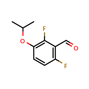 Chemical structure of 2,6-difluoro-3-isopropoxybenzaldehyde , CAS 798564-92-8, AChemBlock Q67572