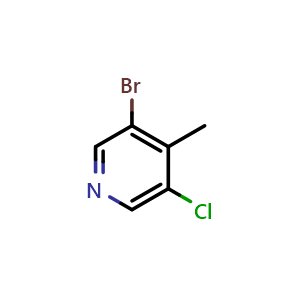 Chemical structure of 3-bromo-5-chloro-4-methylpyridine , CAS 1260010-08-9, AChemBlock Q67578