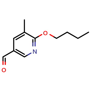 Chemical structure of 6-butoxy-5-methylnicotinaldehyde , CAS 1310416-56-8, AChemBlock Q67581