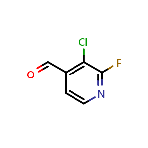 Chemical structure of 3-chloro-2-fluoroisonicotinaldehyde , CAS 1149587-02-9, AChemBlock Q67582