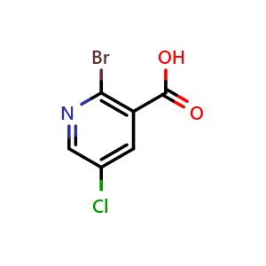 Chemical structure of 2-bromo-5-chloronicotinic acid , CAS 65550-79-0, AChemBlock Q67587