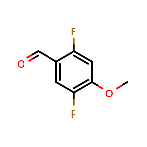 Chemical structure of 2,5-Difluoro-4-methoxybenzaldehyde , CAS 879093-08-0, AChemBlock Q67617