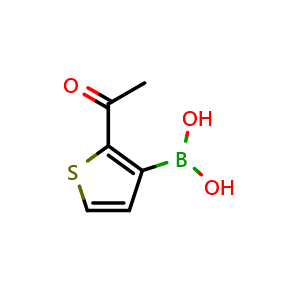Chemical structure of (2-acetylthiophen-3-yl)boronic acid , CAS 36155-74-5, AChemBlock Q67626