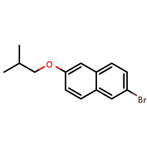Chemical structure of 2-bromo-6-isobutoxynaphthalene , CAS 1363386-56-4, AChemBlock Q67639