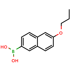 Chemical structure of (6-propoxynaphthalen-2-yl)boronic acid , CAS 1228309-83-8, AChemBlock Q67641