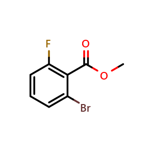Chemical structure of methyl 2-bromo-6-fluorobenzoate , CAS 820236-81-5, AChemBlock Q67644