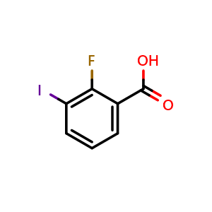 Chemical structure of 2-fluoro-3-iodobenzoic acid , CAS 447464-03-1, AChemBlock Q67650