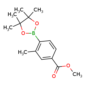 Chemical structure of methyl 3-methyl-4-(4,4,5,5-tetramethyl-1,3,2-dioxaborolan-2-yl)benzoate , CAS 473596-87-1, AChemBlock Q67655