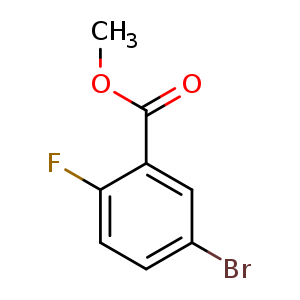 Chemical structure of methyl 5-bromo-2-fluorobenzoate , CAS 57381-59-6, AChemBlock Q67664
