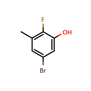 Chemical structure of 5-bromo-2-fluoro-3-methylphenol , CAS 1351668-25-1, AChemBlock Q67668