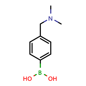 Chemical structure of (4-((dimethylamino)methyl)phenyl)boronic acid , CAS 70799-12-1, AChemBlock Q67669