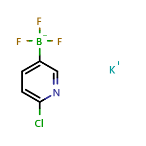 Chemical structure of potassium (6-chloropyridin-3-yl)trifluoroborate , CAS 1235099-38-3, AChemBlock Q67695