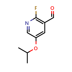 Chemical structure of 2-Fluoro-5-isopropoxynicotinaldehyde , CAS 1288999-94-9, AChemBlock Q67718