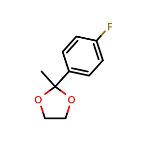 Chemical structure of 2-(4-fluorophenyl)-2-methyl-1,3-dioxolane , CAS 36881-03-5, AChemBlock Q67755