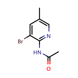 Chemical structure of N-(3-bromo-5-methylpyridin-2-yl)acetamide , CAS 142404-83-9, AChemBlock Q67776