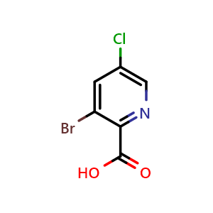 Chemical structure of 3-bromo-5-chloropicolinic acid , CAS 1189513-50-5, AChemBlock Q67790
