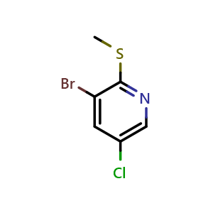 Chemical structure of 3-Bromo-5-chloro-2-(methylthio)pyridine , CAS 1289214-24-9, AChemBlock Q67826