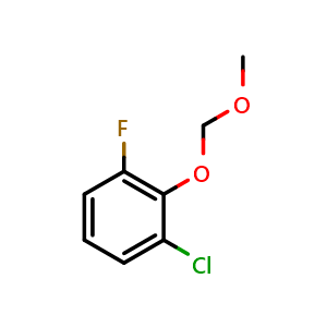 Chemical structure of 1-chloro-3-fluoro-2-(methoxymethoxy)benzene , CAS 1865062-93-6, AChemBlock Q67868