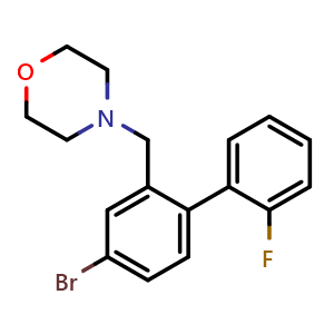 Chemical structure of 4-((4-bromo-2'-fluoro-[1,1'-biphenyl]-2-yl)methyl)morpholine , CAS 488799-67-3, AChemBlock Q67872
