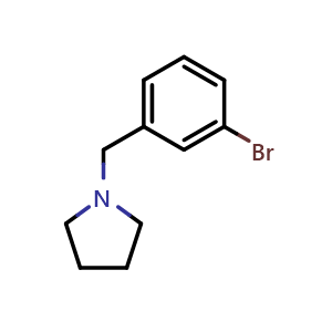 Chemical structure of 1-(3-bromobenzyl)pyrrolidine , CAS 168820-15-3, AChemBlock Q67883