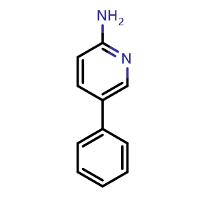 Chemical structure of 5-phenylpyridin-2-amine , CAS 33421-40-8, AChemBlock Q67894