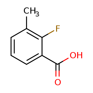 Chemical structure of 2-fluoro-3-methylbenzoic acid , CAS 315-31-1, AChemBlock Q67898