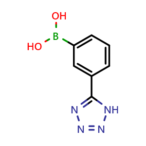 Chemical structure of (3-(1H-tetrazol-5-yl)phenyl)boronic acid , CAS 775351-30-9, AChemBlock Q67911