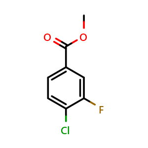 Chemical structure of methyl 4-chloro-3-fluorobenzoate , CAS 206362-87-0, AChemBlock Q67920