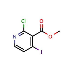 Chemical structure of methyl 2-chloro-4-iodonicotinate , CAS 185041-05-8, AChemBlock Q67941