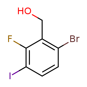 Chemical structure of (6-bromo-2-fluoro-3-iodophenyl)methanol , CAS 1449008-03-0, AChemBlock Q67946