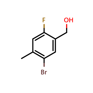 Chemical structure of (5-bromo-2-fluoro-4-methylphenyl)methanol , CAS 1449008-06-3, AChemBlock Q67972